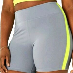 Victoria Secret PINK Active High Waist 6" Bike Shorts Woman’s  Gray Neon Stripe